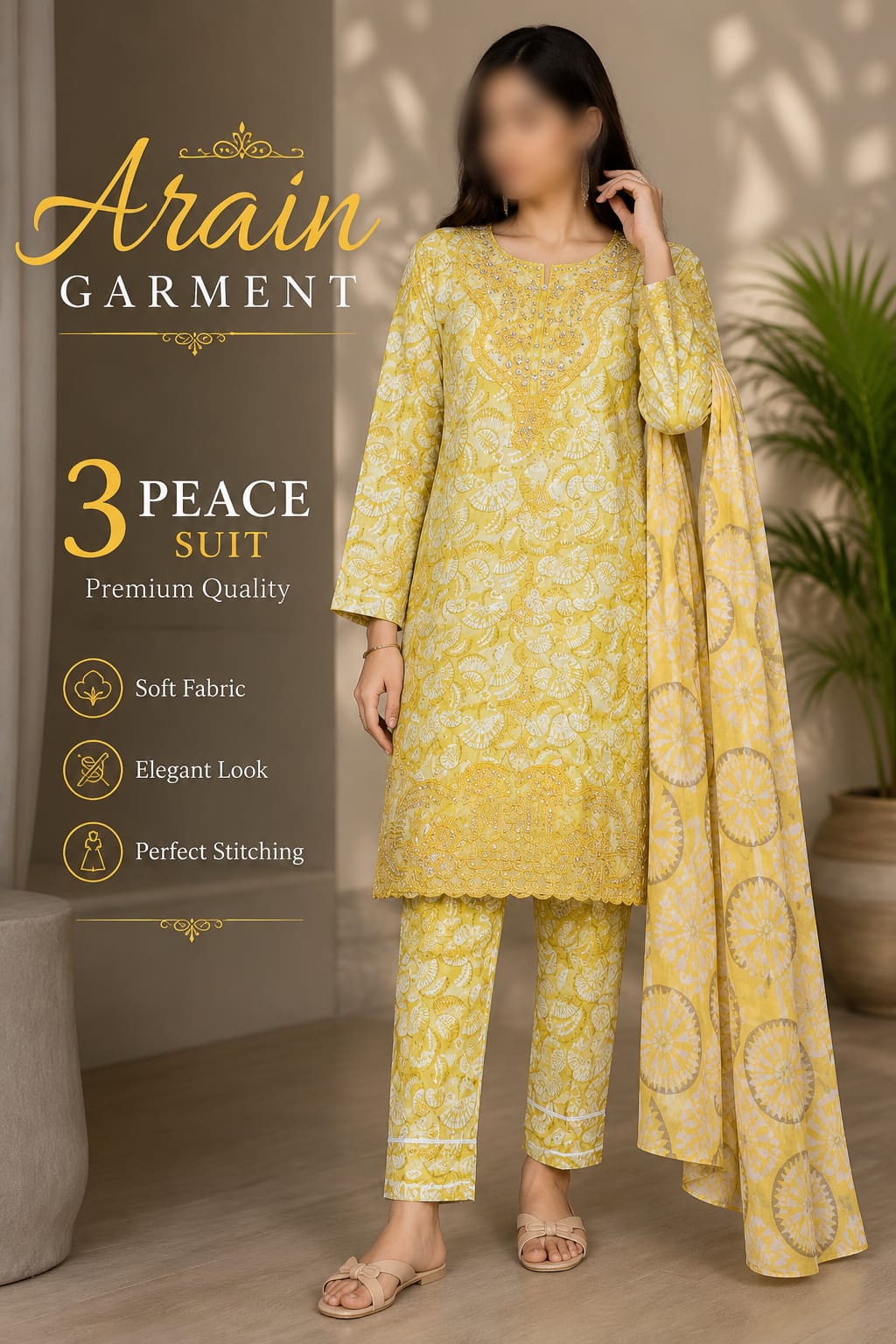 3-Piece Lawn Ready-Made Dress