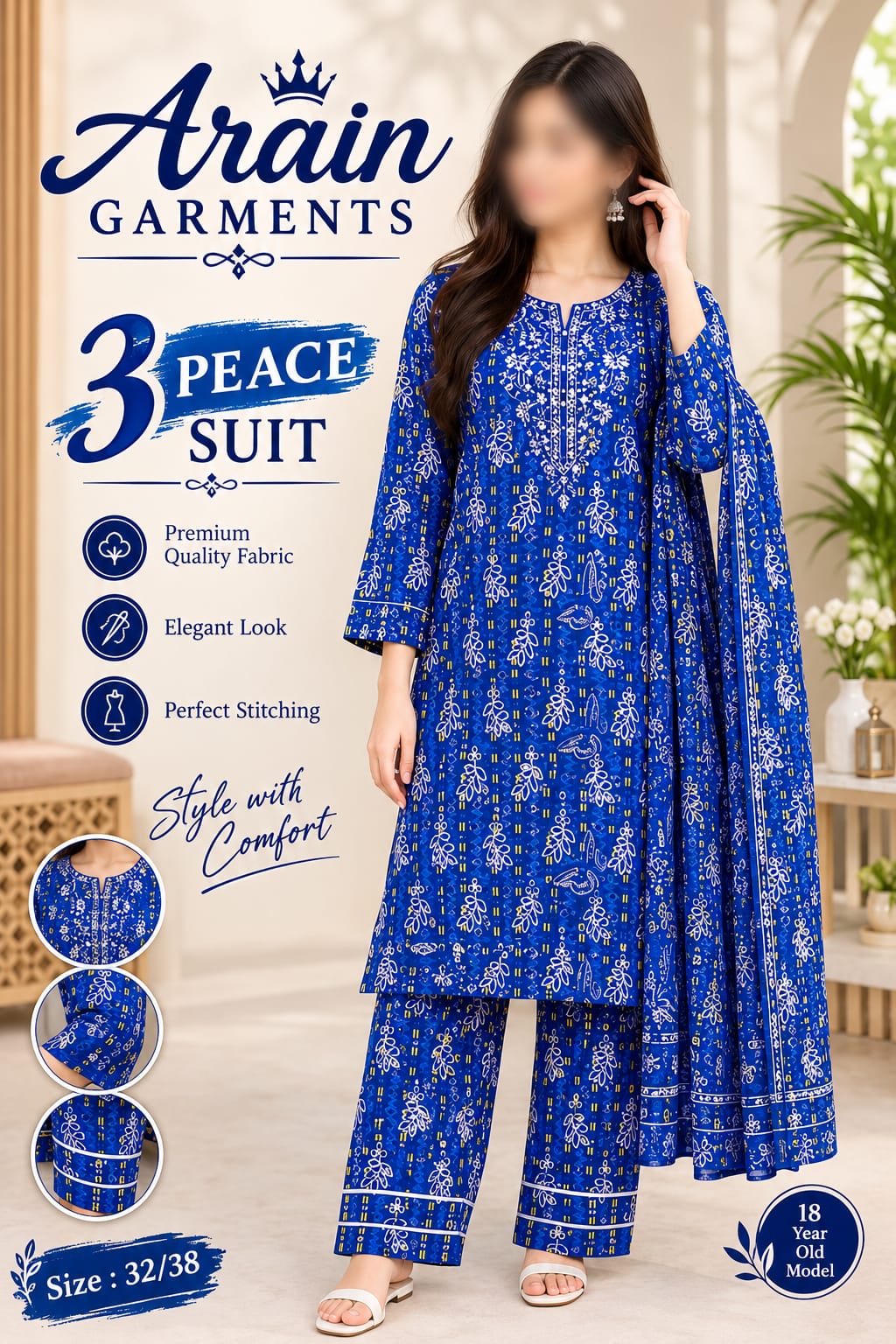 3-Piece Lawn Ready-Made Dress