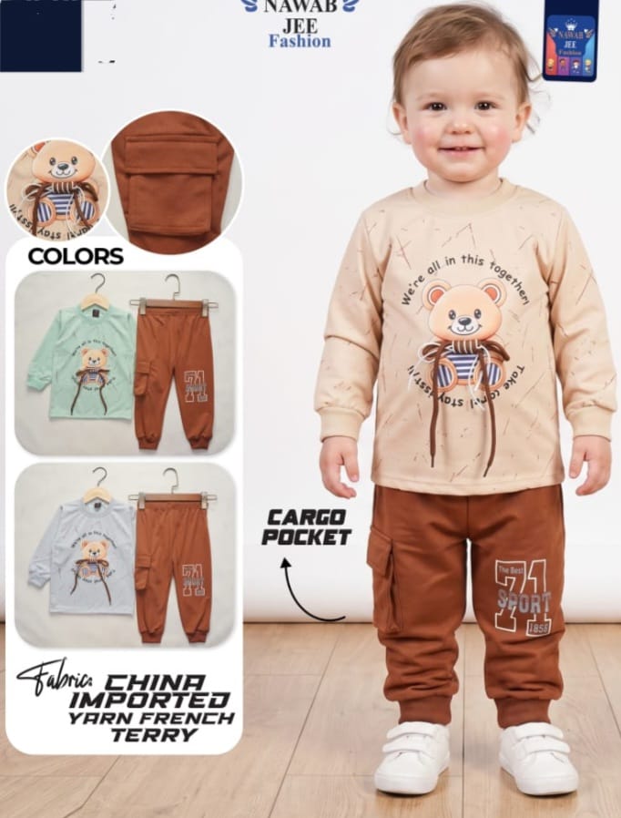 Baby 2 Piece Teddy Bear French Terry Suit (Size 18-20-22))