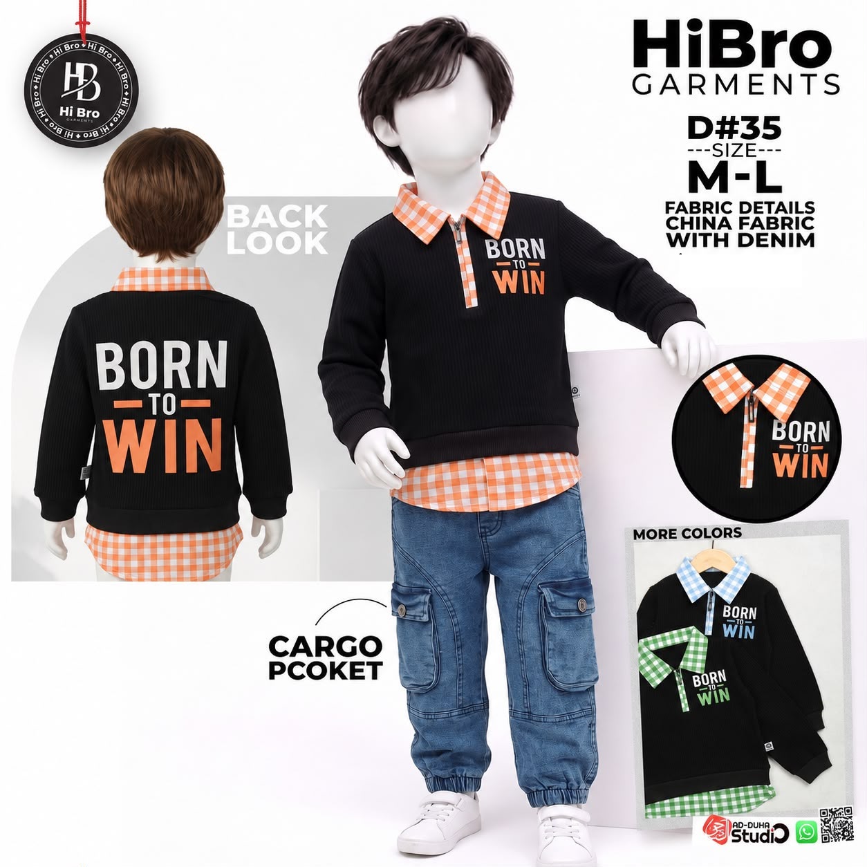 Boys Born To Win 2-Piece Outfit (M-L)