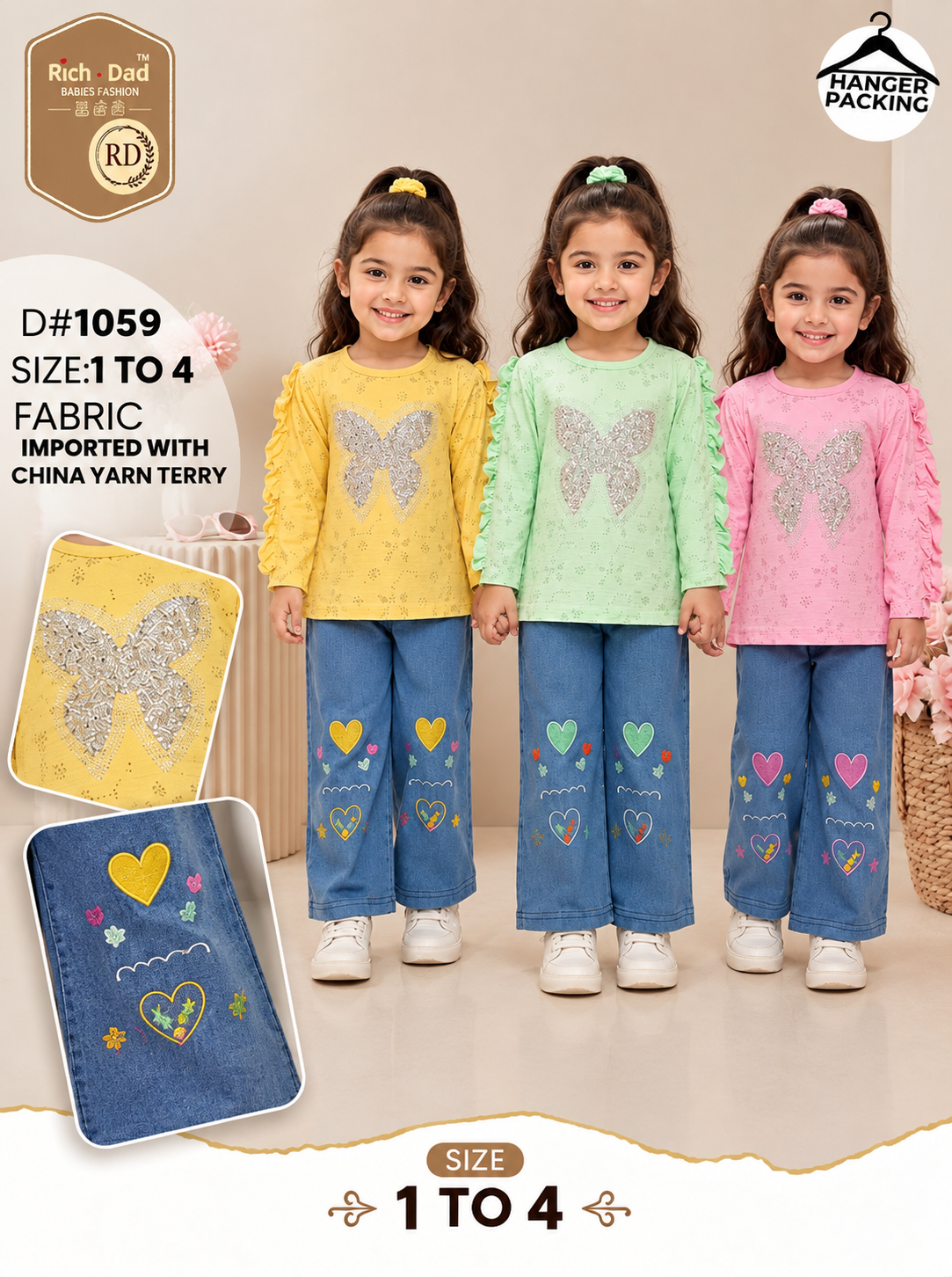 Kids Girls Butterfly Outfit-24-26-28